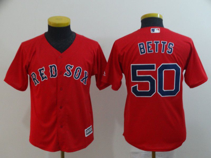 Youth Boston Red Sox #50 Betts Red Game MLB Jerseys->nashville predators->NHL Jersey